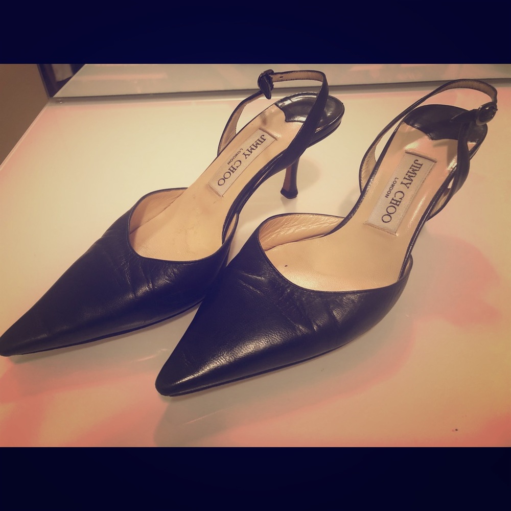 Jimmy Choo Black Leather Heels